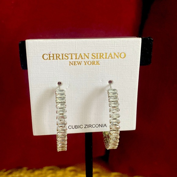 Christian Siriano Cubic Zirconia 1-1/4" Hoop Earrings - Picture 4 of 14